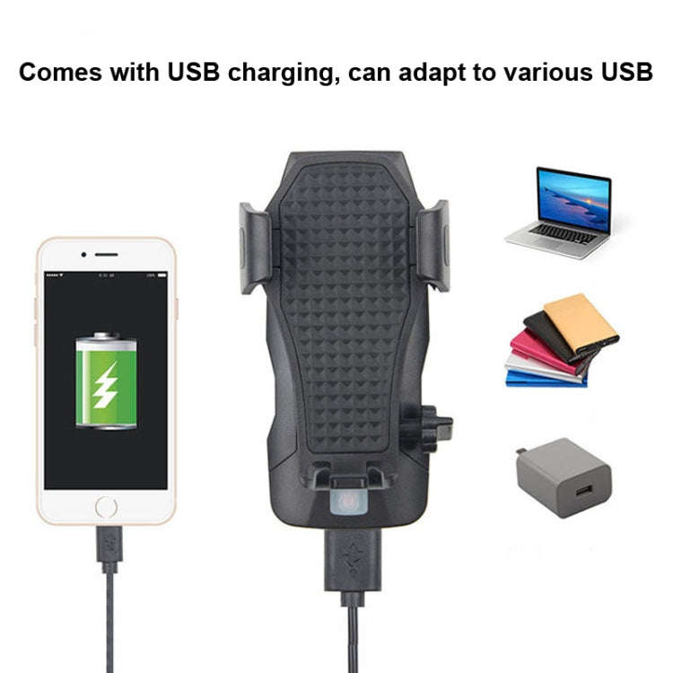 500LM Bicycle Light Mobile Phone Holder Multi-Function Riding Front Light With Horn 4000 mAh (Bla...