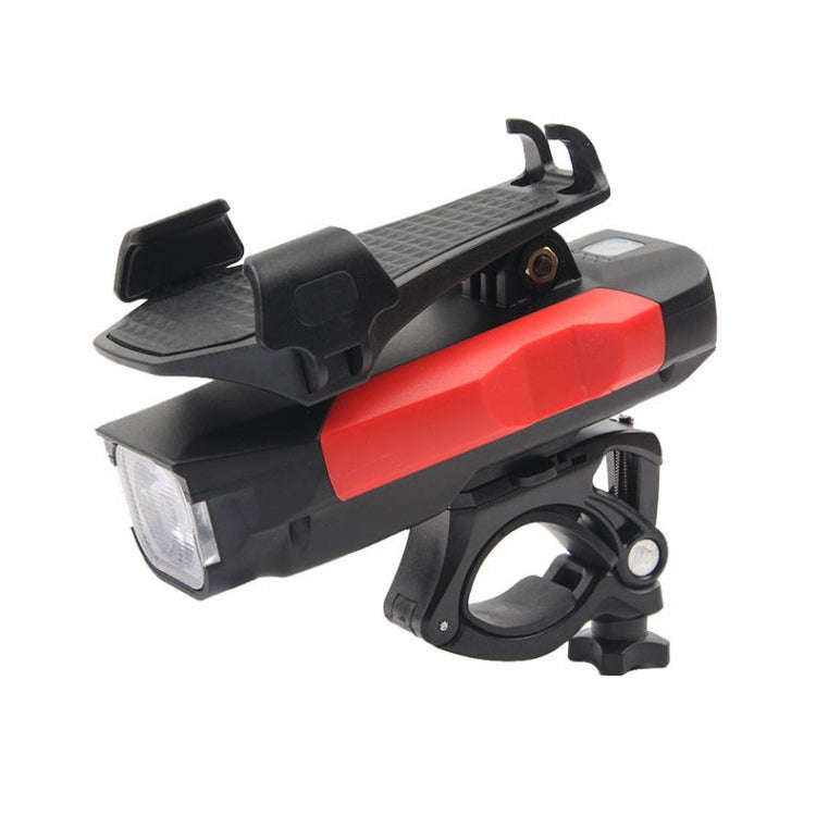 500LM Bicycle Light Mobile Phone Holder Multi-Function Riding Front Light With Horn 2400 mAh (Bla...