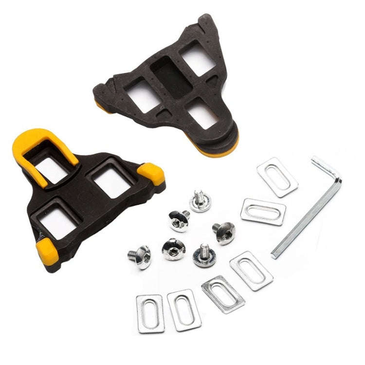 1 Pair Bicycle Splint Set 6 Degrees Road Lock Plate Special For Road Bike Shoes(Yellow)