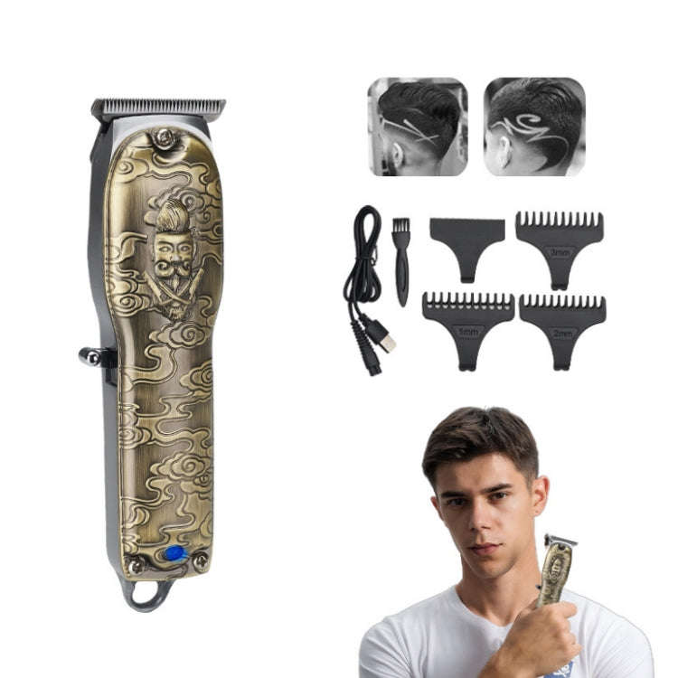 Vintage Bronze Engraving Gentleman Head Metal Body Clipper(JM-1015)
