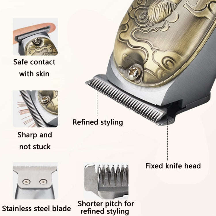 Vintage Bronze Engraving Gentleman Head Metal Body Clipper(JM-1015)