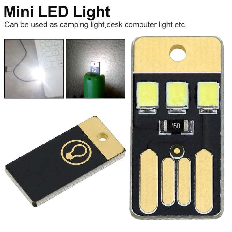 10 PCS Mini Pocket Card USB Power Keychain LED Night Light(White)