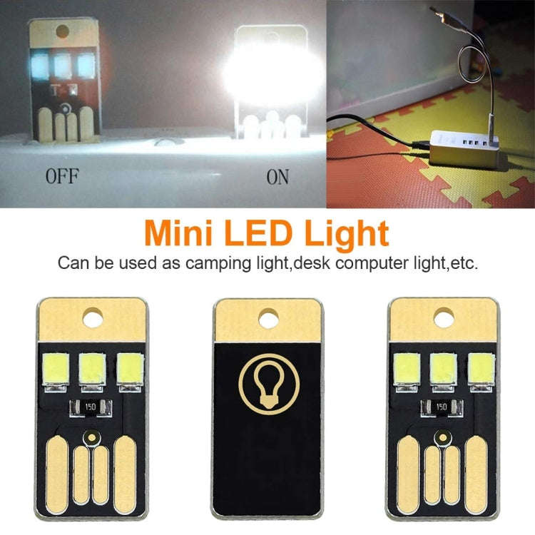 10 PCS Mini Pocket Card USB Power Keychain LED Night Light(White)