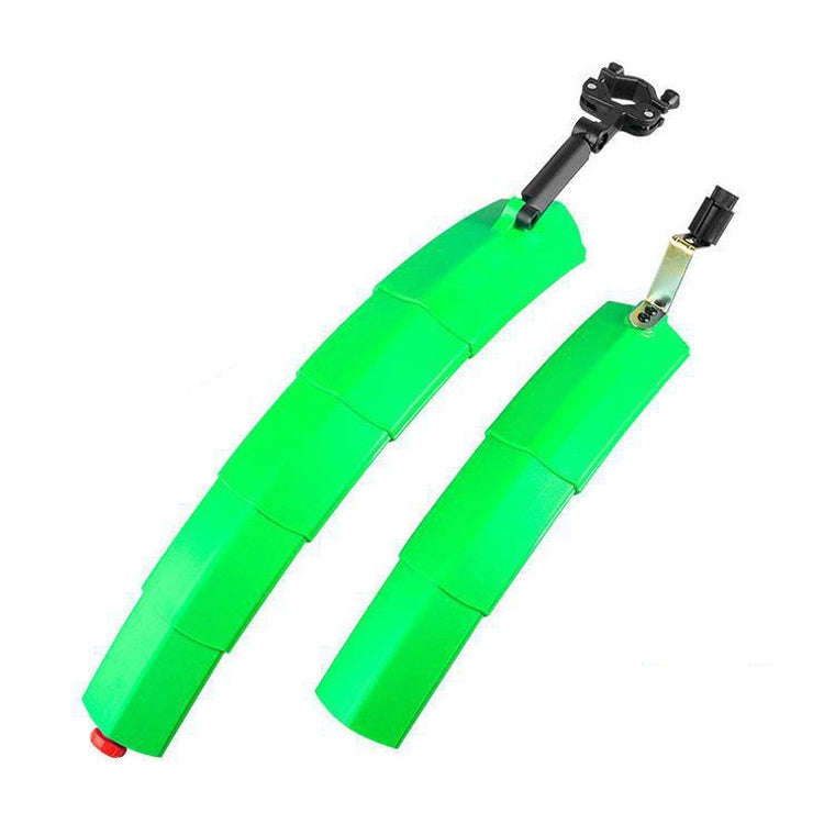 Bicycle Telescopic Folding Mudguard  27.5 Inch Extended Water Retaining LED Taillight(Green)
