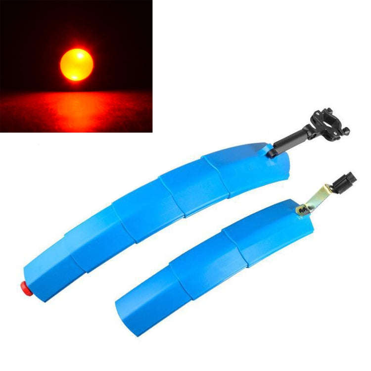Bicycle Telescopic Folding Mudguard  27.5 Inch Extended Water Retaining LED Taillight(Red)
