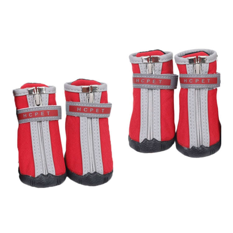 HCPET A1703 Pet Non-Slip Wear-Resistant Shoes Puppy Feet Cover, Size: Number 5(Waterproof Red)