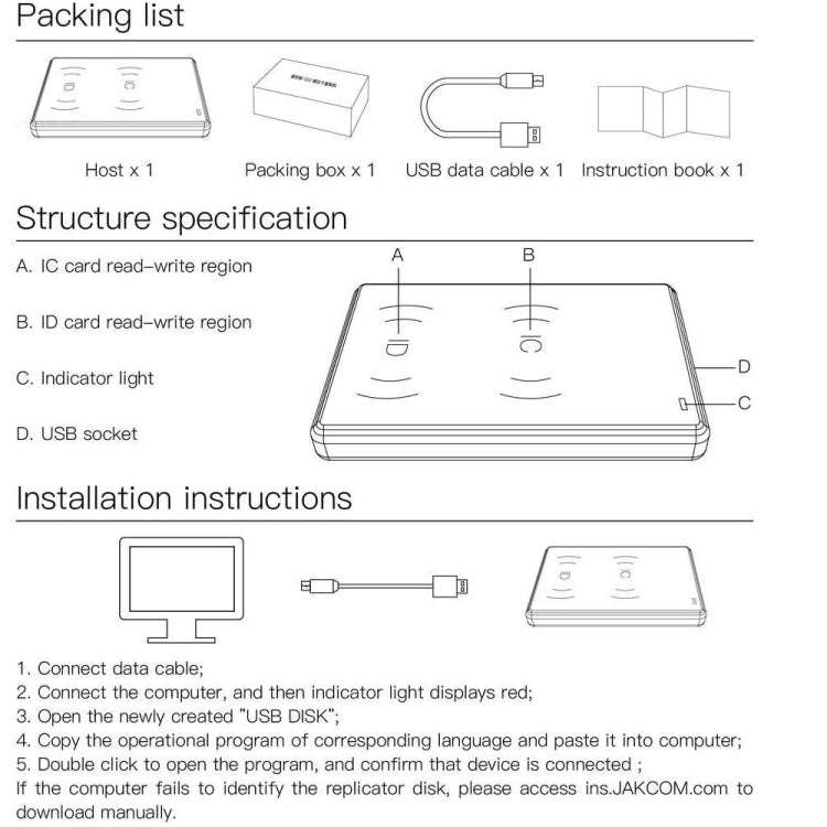 JAKCOM CD2 Access Control Proximity Card Duplicator RFID/ICID Card Reader Card Reader