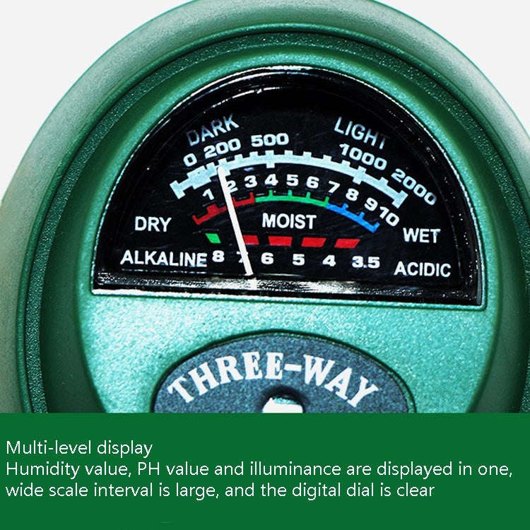 3 In 1 Soil Detector PH Value Light Intensity Test Pen Round Head Soil Dry Moisture Meter