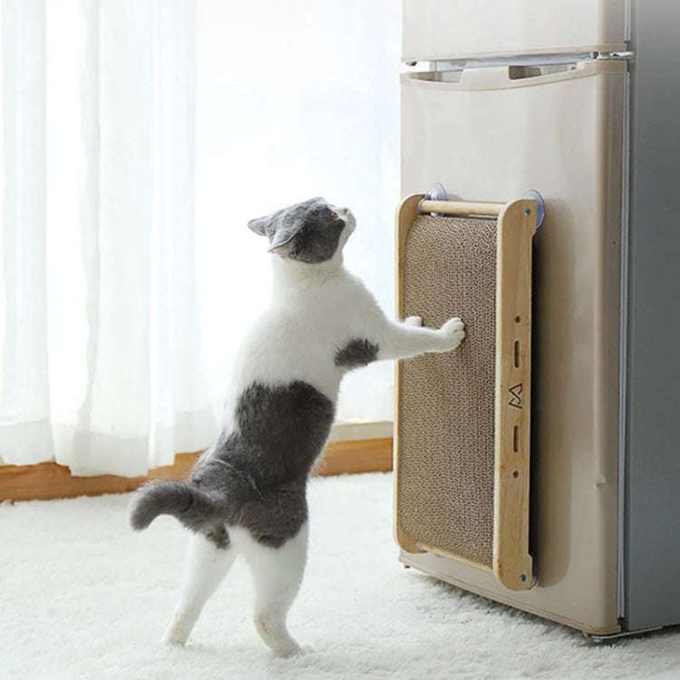 Solid Wood Vertical Cat Claw Board Corrugated Sofa Anti-Scratch Cat Toy(Primary Color)