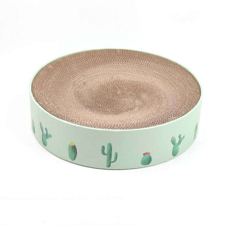 Round Corrugated Cat Scratcher Claw Sharpener Toy Bed, Colour: Green 41x41x10cm