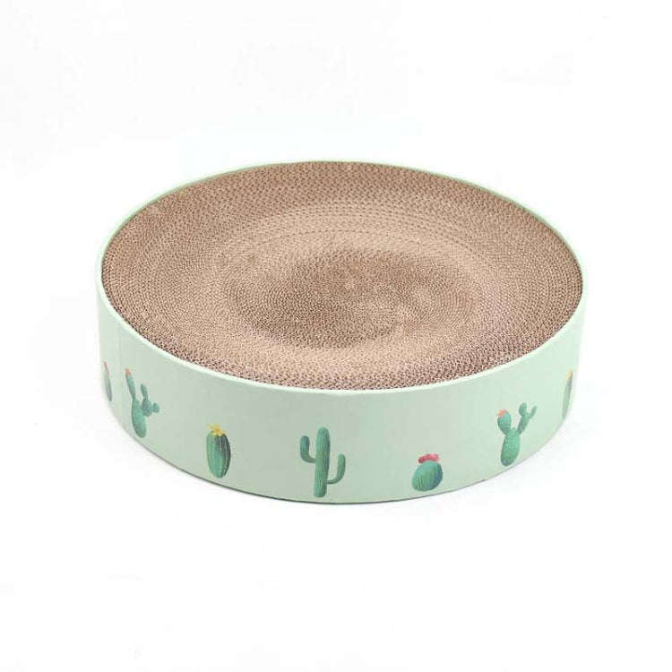 Round Corrugated Cat Scratcher Claw Sharpener Toy Bed, Colour: Green 36x36x8cm