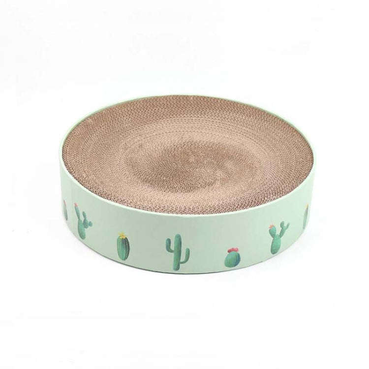 Round Corrugated Cat Scratcher Claw Sharpener Toy Bed, Colour: Green 32x32x6cm