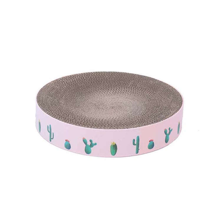 Round Corrugated Cat Scratcher Claw Sharpener Toy Bed, Colour: Pink 32x32x6cm