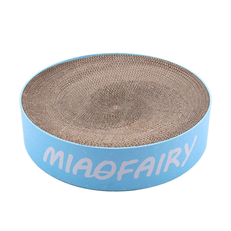 Round Corrugated Cat Scratcher Claw Sharpener Toy Bed, Colour: Blue Letters 41x41x10cm