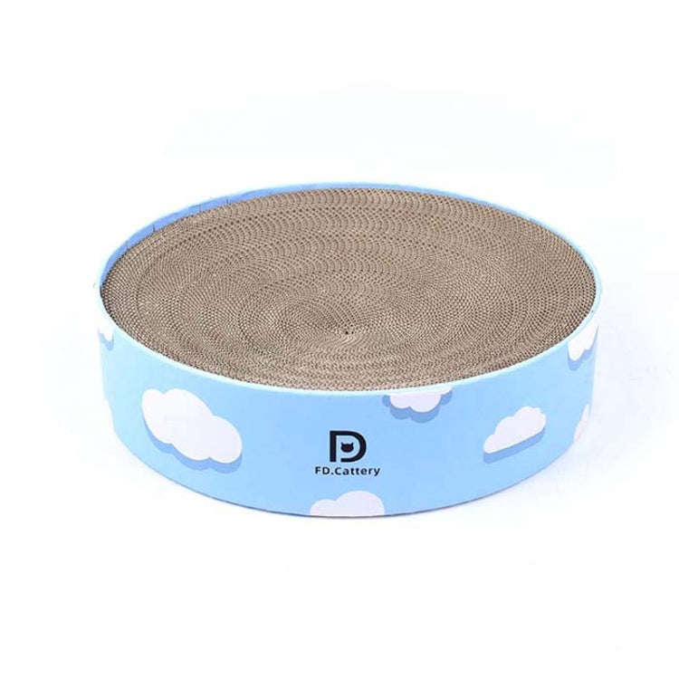 Round Corrugated Cat Scratcher Claw Sharpener Toy Bed, Colour: Cloud 32x32x6cm