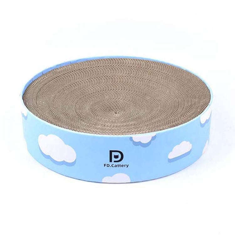 Round Corrugated Cat Scratcher Claw Sharpener Toy Bed, Colour: Cloud 41x41x10cm