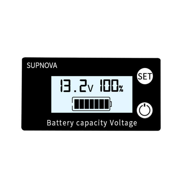 SUPNOVA DC 8-100V Battery Capacity Indicator Voltmeter Voltage Gauge,Style: White + Alarm + Tempe...