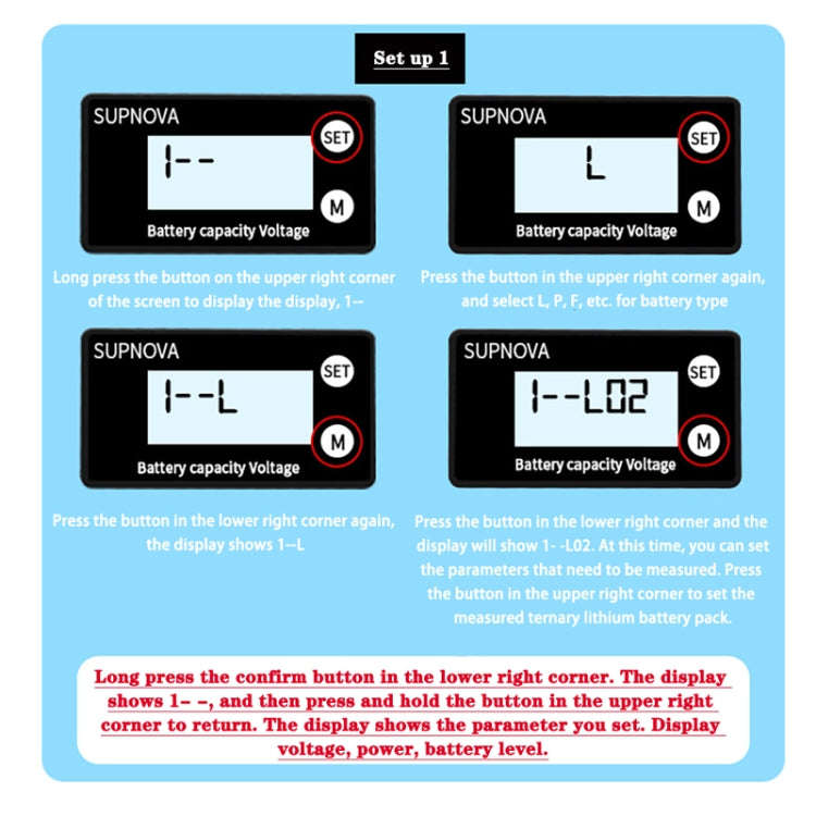 SUPNOVA DC 8-100V Battery Capacity Indicator Voltmeter Voltage Gauge,Style: White + Alarm + Tempe...