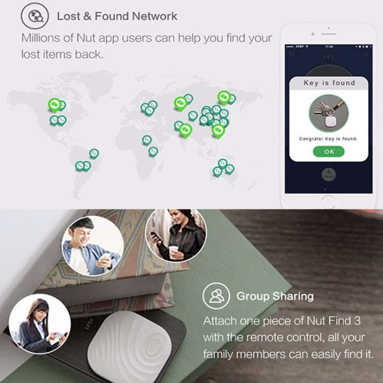 NUT F7X Smart Anti-Lost Device Bluetooth Two-Way Alarm Mobile Phone Key Wallet Anti-Lost Device(G...