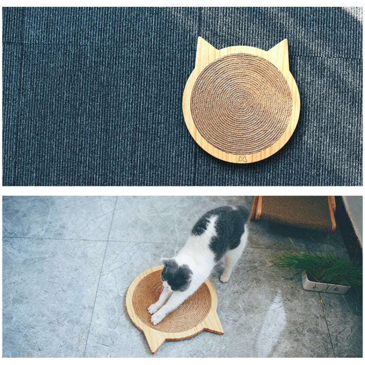Handmade Sisal Solid Wood Durable Cat Grinding Claw Board Toy, Size: 34x31.5cm(Wood Color)