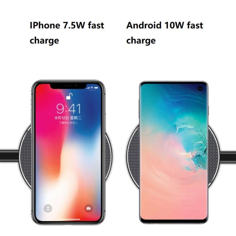 K8 10W Universal Aluminum Alloy Mobile Phone Wireless Charger, Specification:with 50cm Cable(Black)