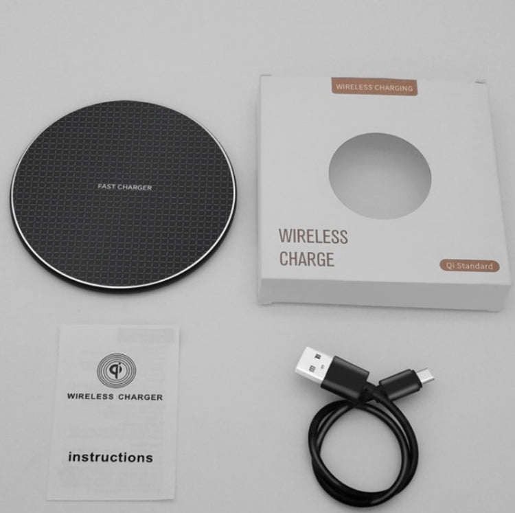 K8 10W Universal Aluminum Alloy Mobile Phone Wireless Charger, Specification:with 50cm Cable(Black)