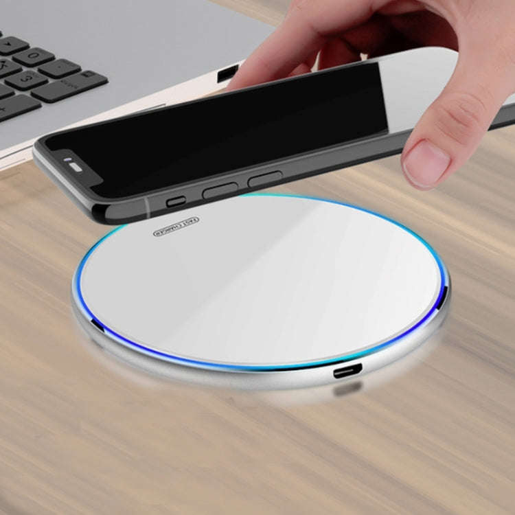 X8 15W QI Round Acrylic Mirror Wireless Charger(Silver)