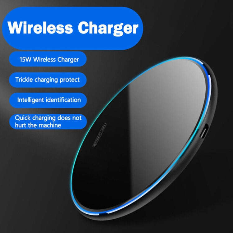 X8 15W QI Round Acrylic Mirror Wireless Charger(Silver)