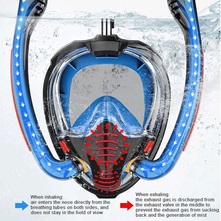 Snorkeling Mask Double Tube Silicone Full Dry Diving Mask Adult Swimming Mask Diving Goggles, Siz...