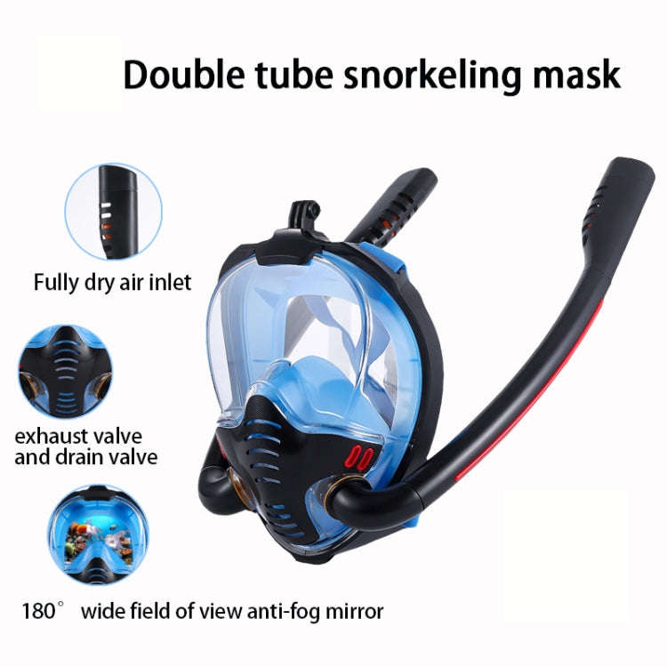 Snorkeling Mask Double Tube Silicone Full Dry Diving Mask Adult Swimming Mask Diving Goggles, Siz...