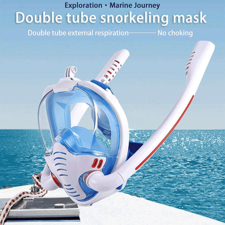 Snorkeling Mask Double Tube Silicone Full Dry Diving Mask Adult Swimming Mask Diving Goggles, Siz...