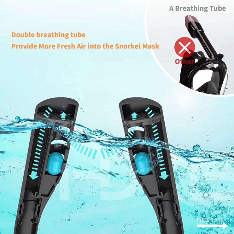 Snorkeling Mask Double Tube Silicone Full Dry Diving Mask Adult Swimming Mask Diving Goggles, Siz...