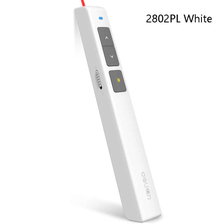 Deli 2.4GHz Laser Page Turning Pen Rechargeable Speech Projector Pen, Model: 2802PL (White)