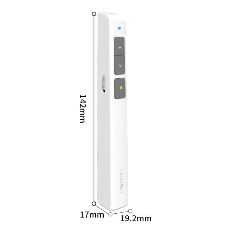 Deli 2.4GHz Laser Page Turning Pen Rechargeable Speech Projector Pen, Model: 2802L (White)