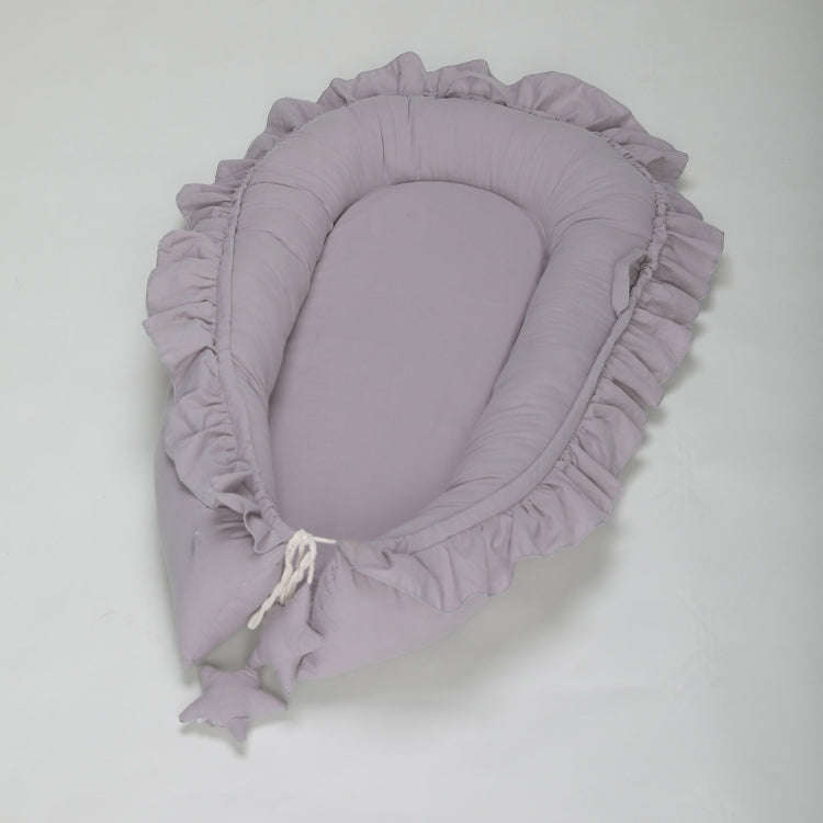 Lace Cotton Baby Uterus Bionic Bed Portable Newborn Bed Mat(Gray)