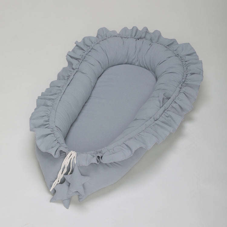 Lace Cotton Baby Uterus Bionic Bed Portable Newborn Bed Mat(Blue-green)