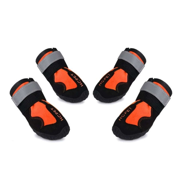 HCPET Dog Non-Slip Wear-Resistant Rain Boots Pet Outdoor Waterproof Shoes, Size: 8(Orange)