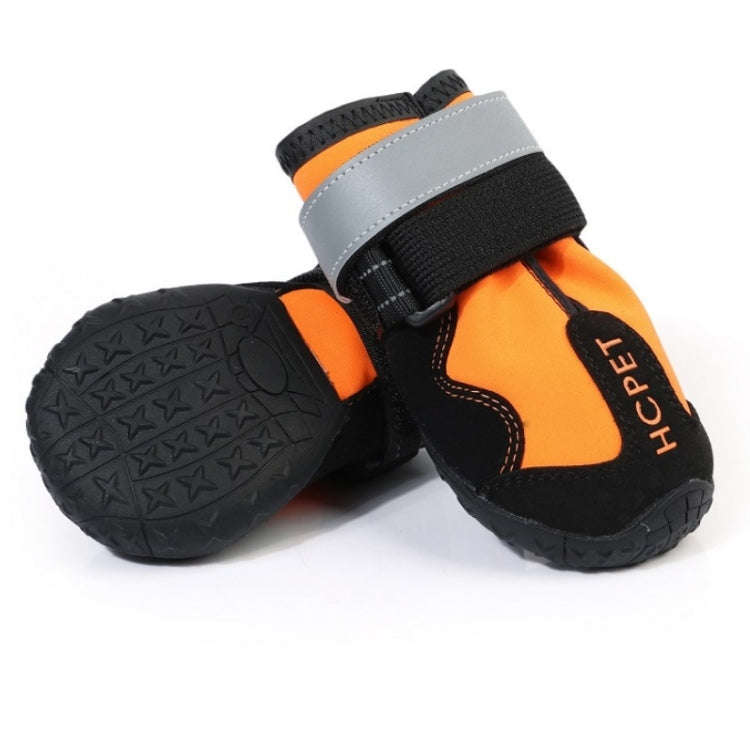 HCPET Dog Non-Slip Wear-Resistant Rain Boots Pet Outdoor Waterproof Shoes, Size: 8(Orange)