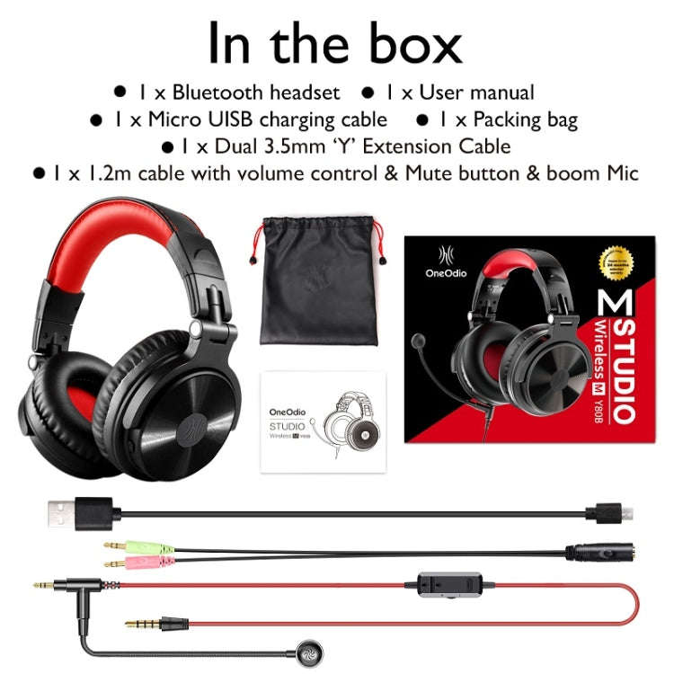 OneOdio Pro-M Headset Game Anchor Wire Headset With Bluetooth (Black & Red)