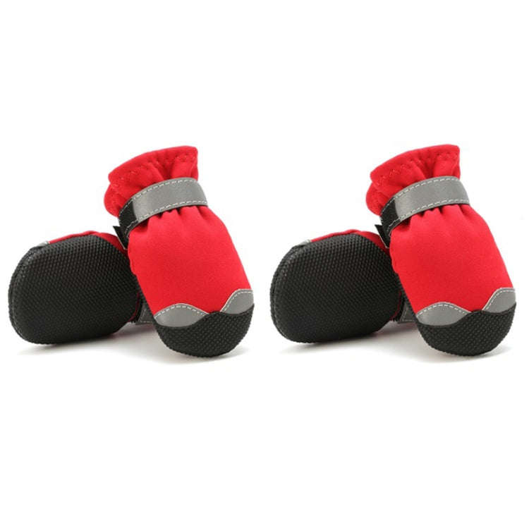 Pet Waterproof Non-Slip Wear-Resistant Snow Boots Four Seasons Dog Shoes, Size: 1(Red)