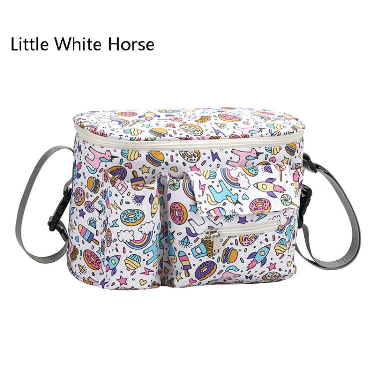 Multifunctional Baby Stroller Hanging Bag Baby Supplies Storage Bag(Little White Horse)