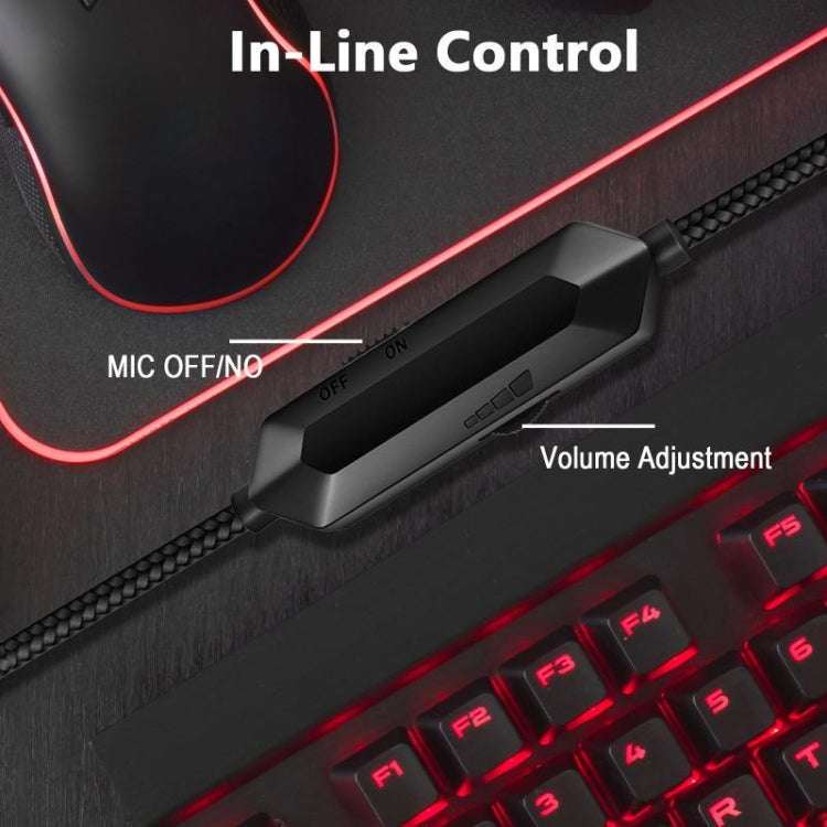 ERXUNG J5 Head-Mounted Gaming Headset Wire-Controlled Desktop Computer Gaming With Microphone  Lu...