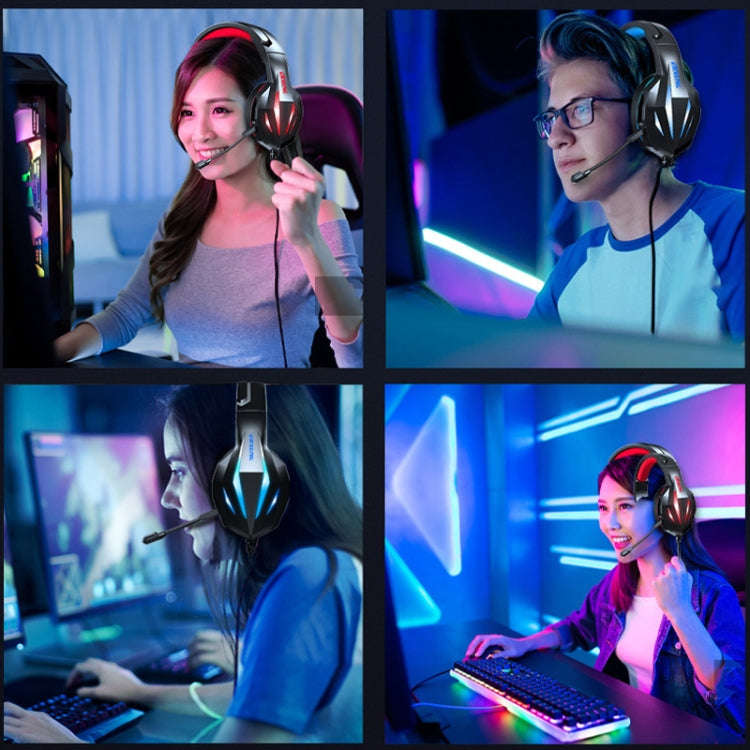 ERXUNG J5 Head-Mounted Gaming Headset Wire-Controlled Desktop Computer Gaming With Microphone  Lu...