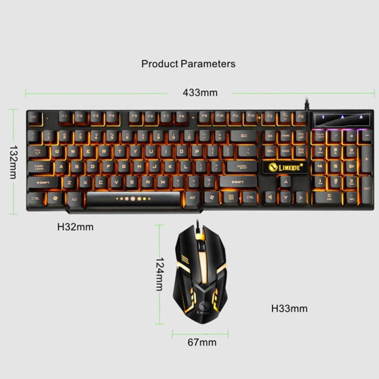 LIMEIDE GTX300 1600DPI 104 Keys USB Rainbow Suspended Backlight Wired Luminous Keyboard and Mouse...