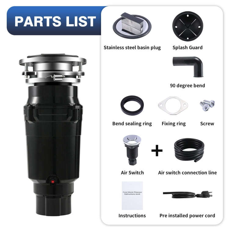 550W US Plug Food Garbage Disposer 7 Levels Grinding Connectable For Dishwasher
