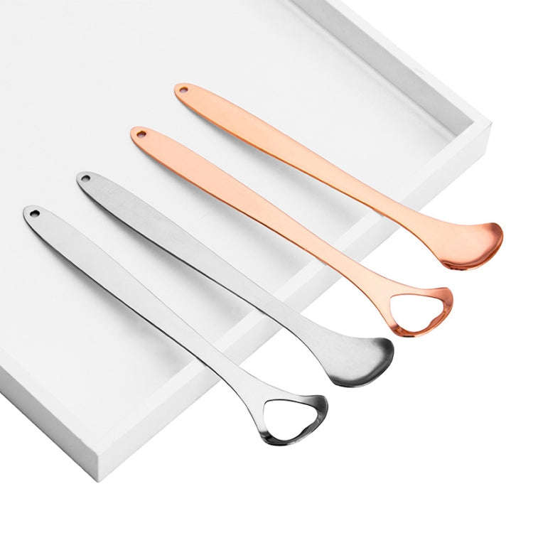 Tongue Cleaner Bad Breath Stainless Steel Cleaning Brush Tongue Scraper + Two-piece Set (Rose Gold)