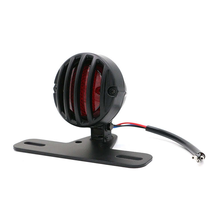 Universal Retro Waning Tail Light Motorcycle Modified Rear Tail Light Brake Light(Black)