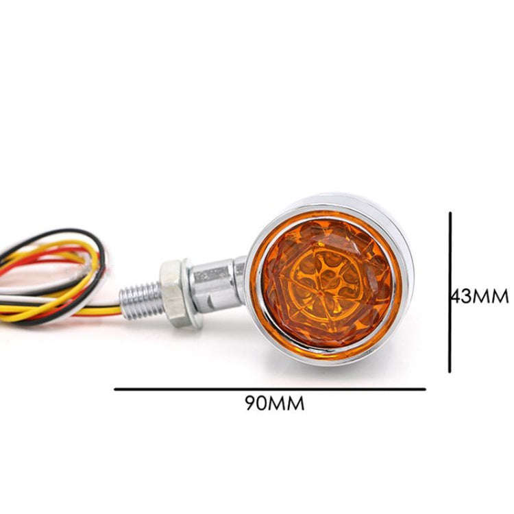 1pair Motorcycle Universal Retro LED Turn Signal Light(Electroplating Shell Yellow Cover)