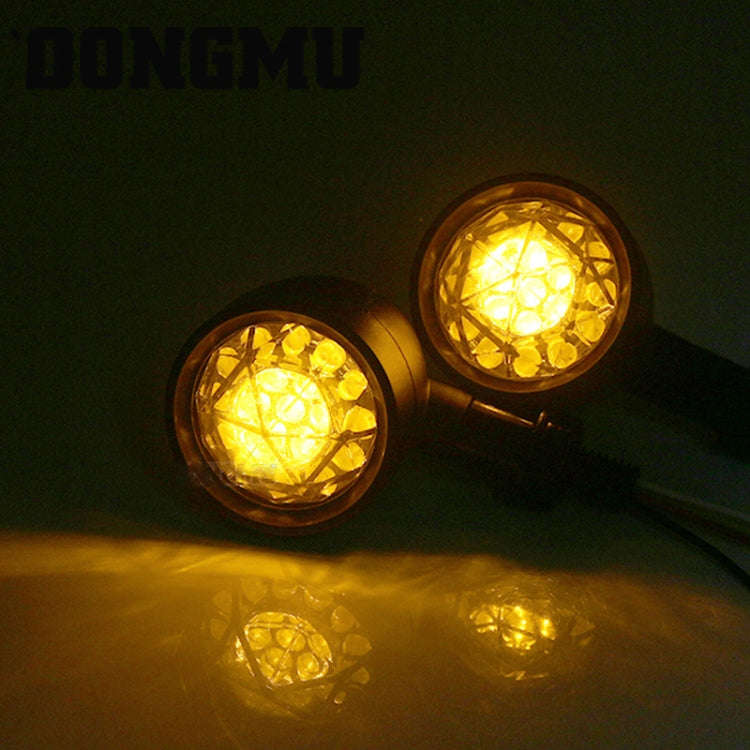 1pair Motorcycle Universal Retro LED Turn Signal Light(Electroplating Shell Yellow Cover)