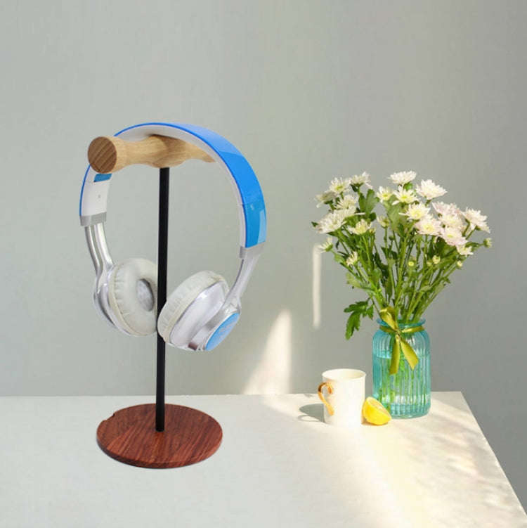 Creative Metal Rod Wooden Head-mounted Headphone Stand Display Holder, Colour: Single-sided White...